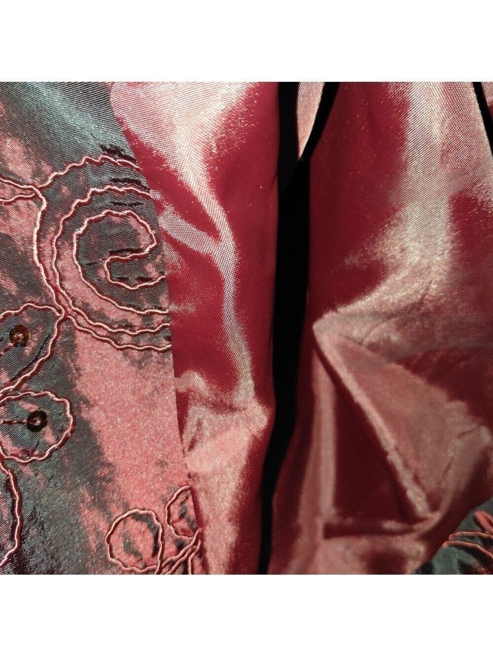 Susan Graver Style Burgundy Embroidered Jacket & Velvet Tank Set Size Medium - Picture 8 of 9